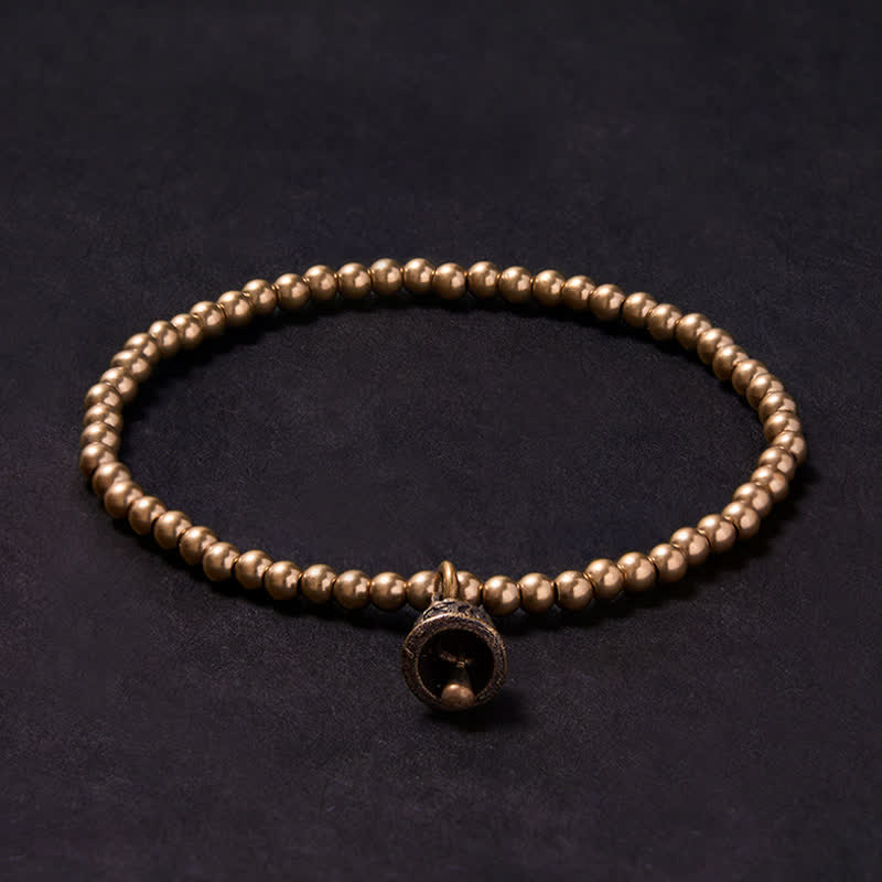 Buddha Stones Bracelet d'équilibre avec pendentif clochette en perles de cuivre - image 2