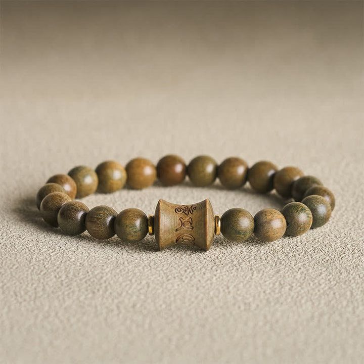 Buddha Stones Bracelet de méditation rond en perles de bois de santal vert - 8 mm - image 0