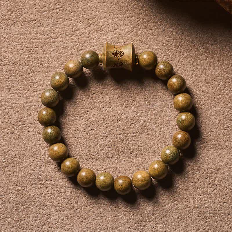 Buddha Stones Bracelet de méditation rond en perles de bois de santal vert - image 2