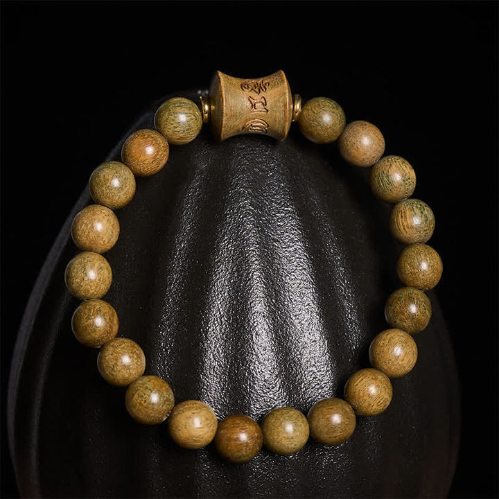 Buddha Stones Bracelet de méditation rond en perles de bois de santal vert - image 3