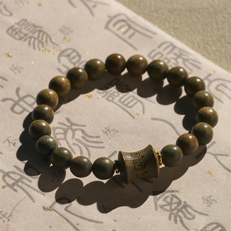 Buddha Stones Bracelet de méditation rond en perles de bois de santal vert - image 1