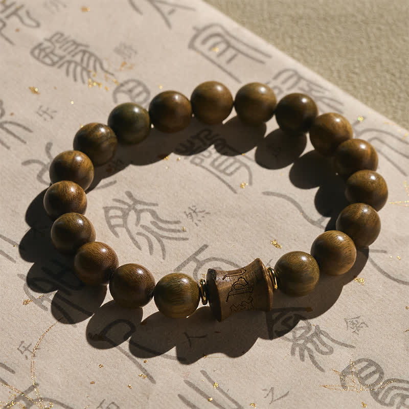 Buddha Stones Bracelet de méditation rond en perles de bois de santal vert - image 9