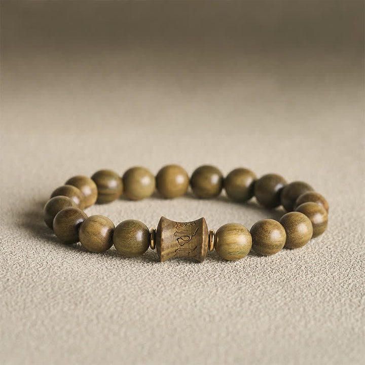 Buddha Stones Bracelet de méditation rond en perles de bois de santal vert - 10 mm - image 8