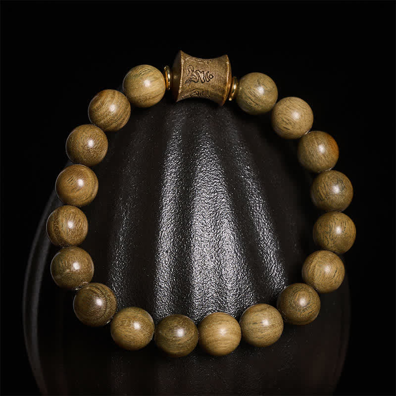 Buddha Stones Bracelet de méditation rond en perles de bois de santal vert - image 11