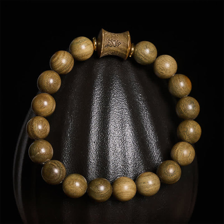 Buddha Stones Bracelet de méditation rond en perles de bois de santal vert - image 11