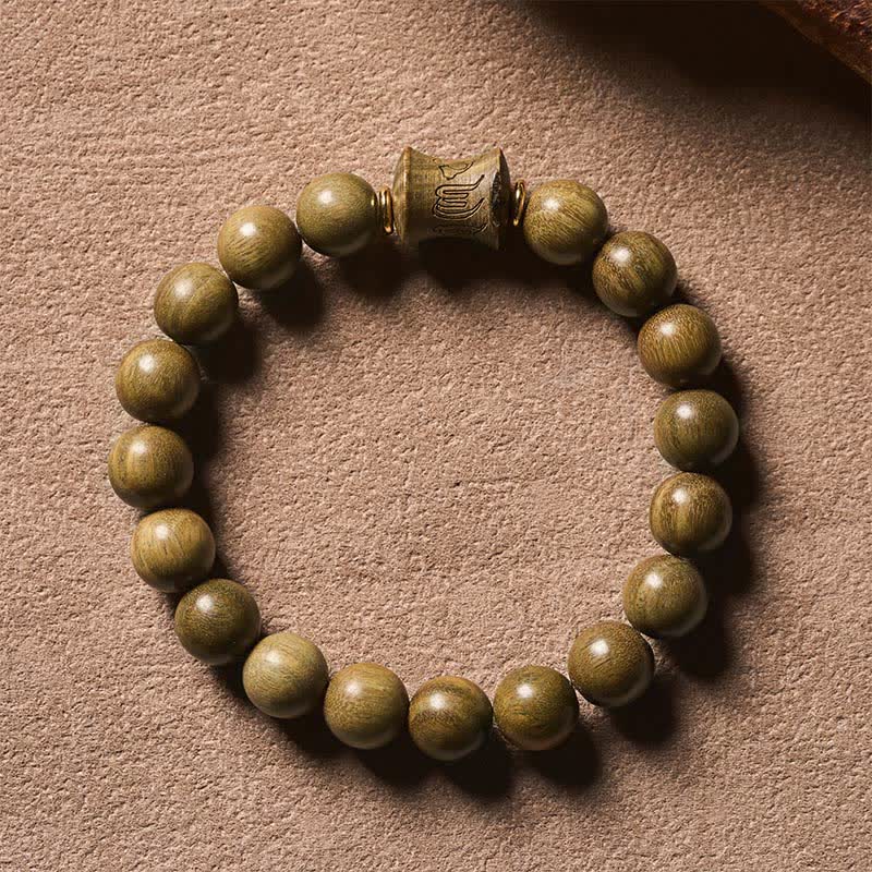 Buddha Stones Bracelet de méditation rond en perles de bois de santal vert - image 10