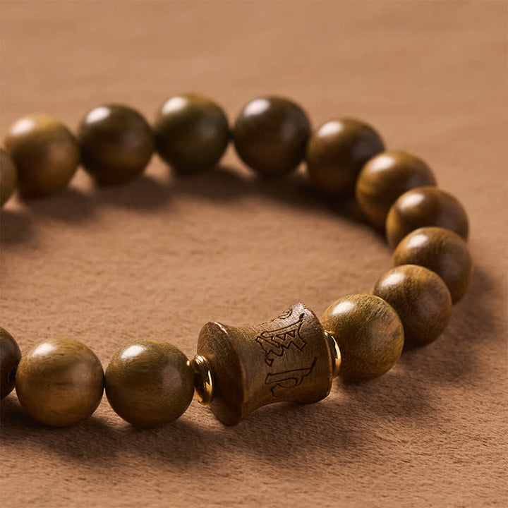 Buddha Stones Bracelet de méditation rond en perles de bois de santal vert - image 12
