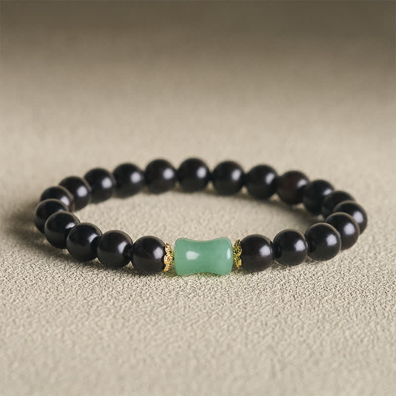Buddha Stones Bracelet unisexe en bois d'ébène, bois de santal vert et grain naturel - Bois d'ébène (Équilibre ♥ Calme) - image 0