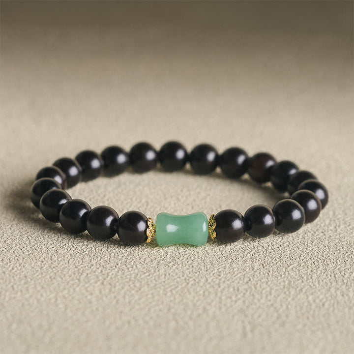 Buddha Stones Bracelet unisexe en bois d'ébène, bois de santal vert et grain naturel - Bois d'ébène (Équilibre ♥ Calme) - image 0