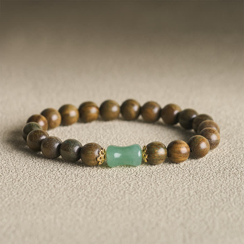 Buddha Stones Bracelet unisexe en bois d'ébène, bois de santal vert et grain naturel - Bois de santal vert (Cure ♥ Positive) - image 9