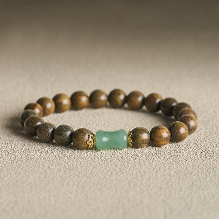 Buddha Stones Bracelet unisexe en bois d'ébène, bois de santal vert et grain naturel - Bois de santal vert (Cure ♥ Positive) - image 9