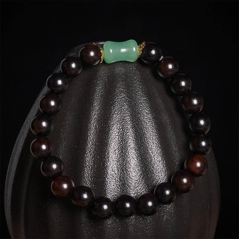 Buddha Stones Bracelet unisexe en bois d'ébène, bois de santal vert et grain naturel - image 3