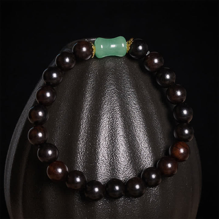 Buddha Stones Bracelet unisexe en bois d'ébène, bois de santal vert et grain naturel - image 3