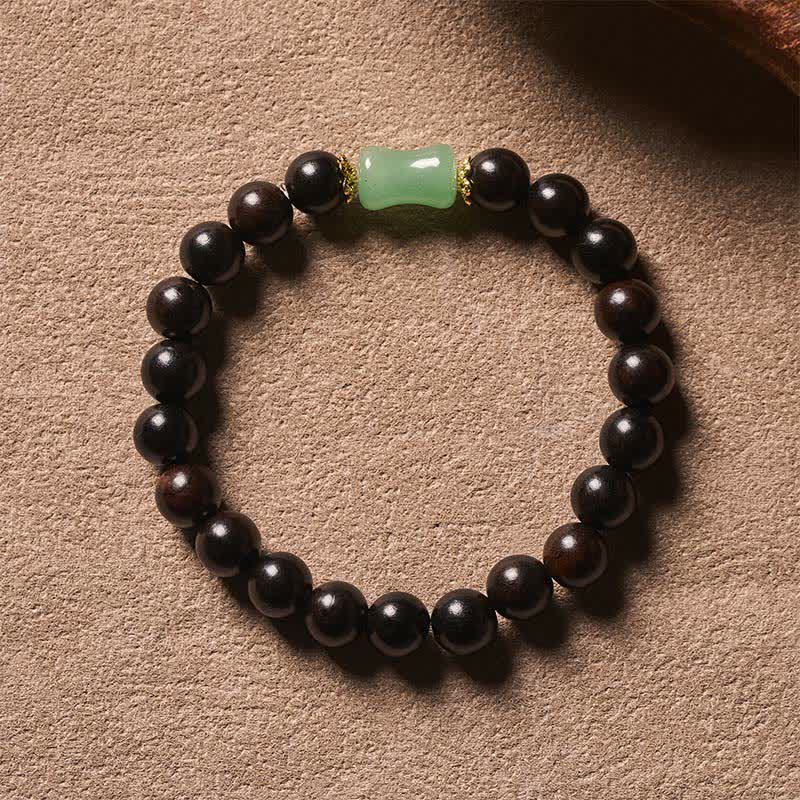 Buddha Stones Bracelet unisexe en bois d'ébène, bois de santal vert et grain naturel - image 2