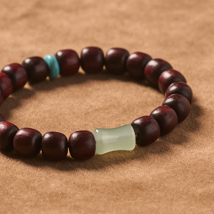 Buddha Stones Bracelet de protection vintage en bois d'ébène, santal rouge et bambou - image 4