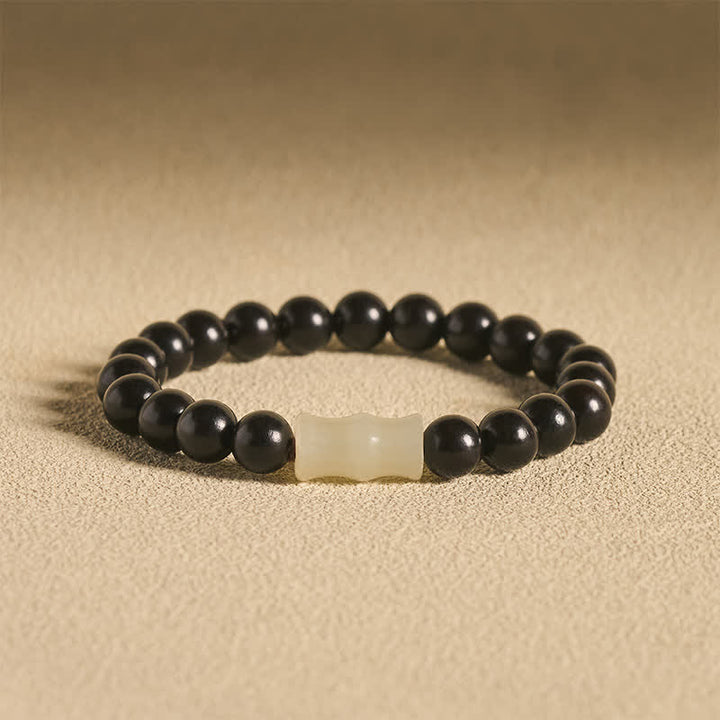 Buddha Stones Bracelet de protection vintage en bois d'ébène, santal rouge et bambou - Bois d'ébène 8 mm (Équilibre ♥ Calme) - image 7
