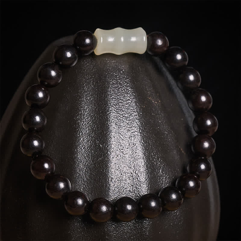 Buddha Stones Bracelet de protection vintage en bois d'ébène, santal rouge et bambou - image 9