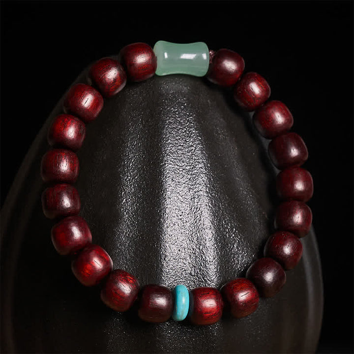 Buddha Stones Bracelet de protection vintage en bois d'ébène, santal rouge et bambou - image 2
