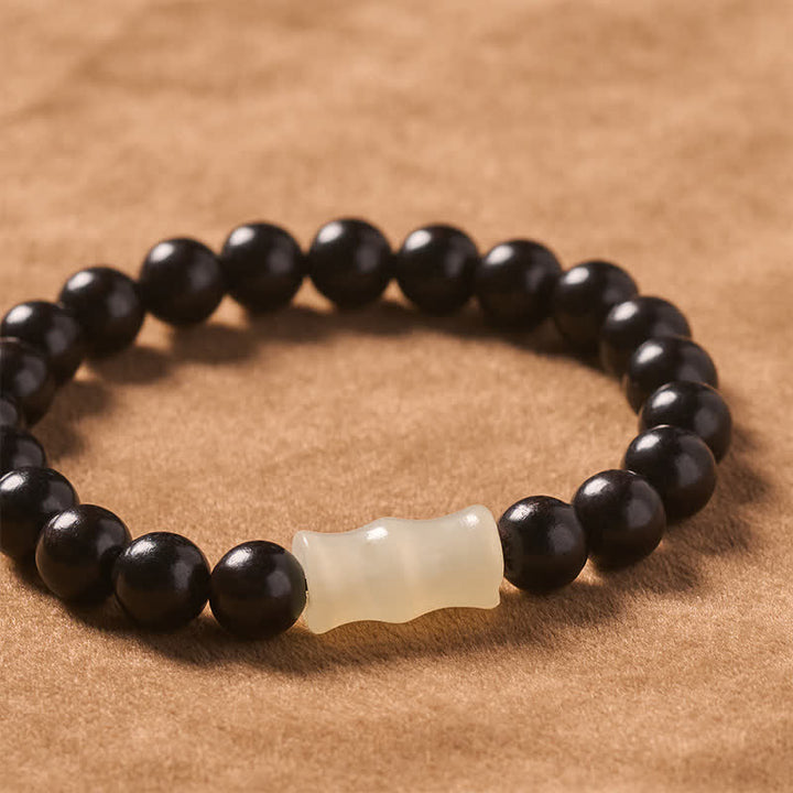 Buddha Stones Bracelet de protection vintage en bois d'ébène, santal rouge et bambou - image 11