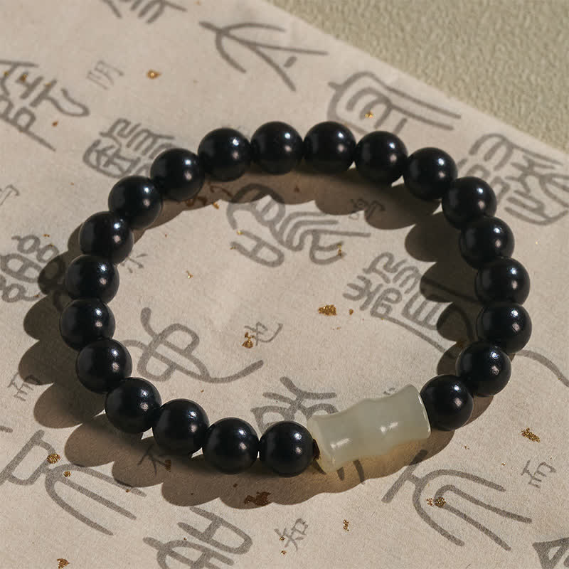 Buddha Stones Bracelet de protection vintage en bois d'ébène, santal rouge et bambou - image 10
