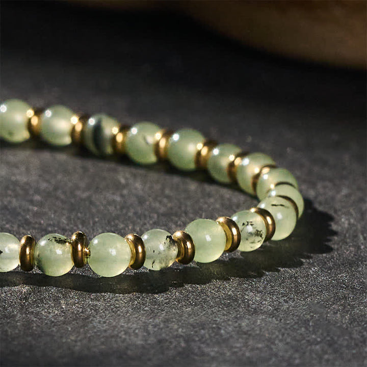 Buddha Stones Bracelet rond en perles d'agate verte et de jaspe paysage, motif croissance - image 4