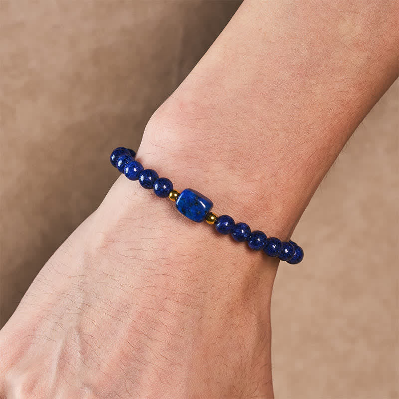 Buddha Stones Bracelet de sagesse minimaliste extensible en perles de lapis-lazuli - image 3