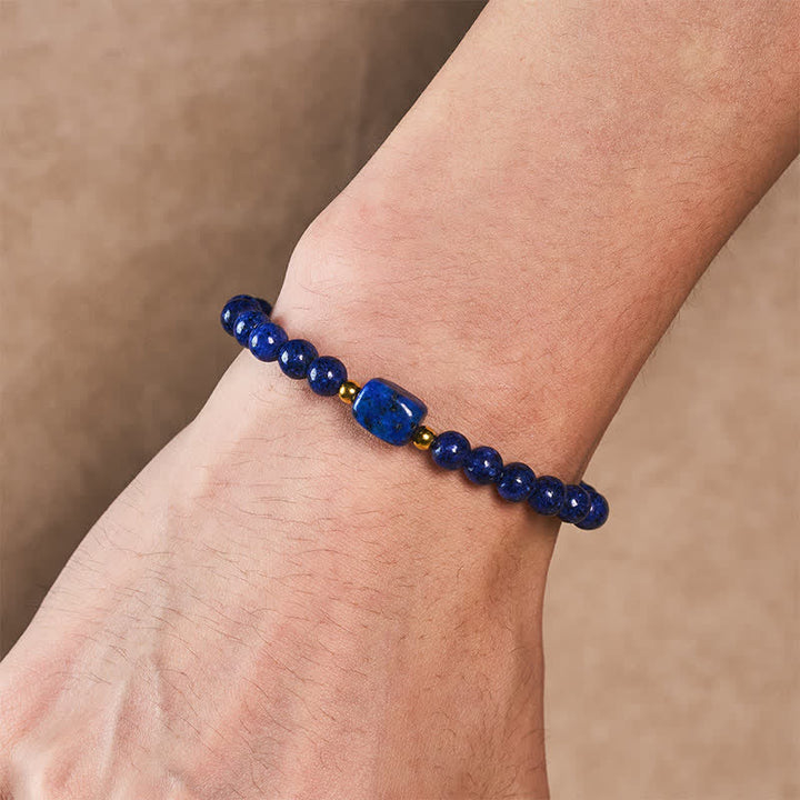 Buddha Stones Bracelet de sagesse minimaliste extensible en perles de lapis-lazuli - image 3