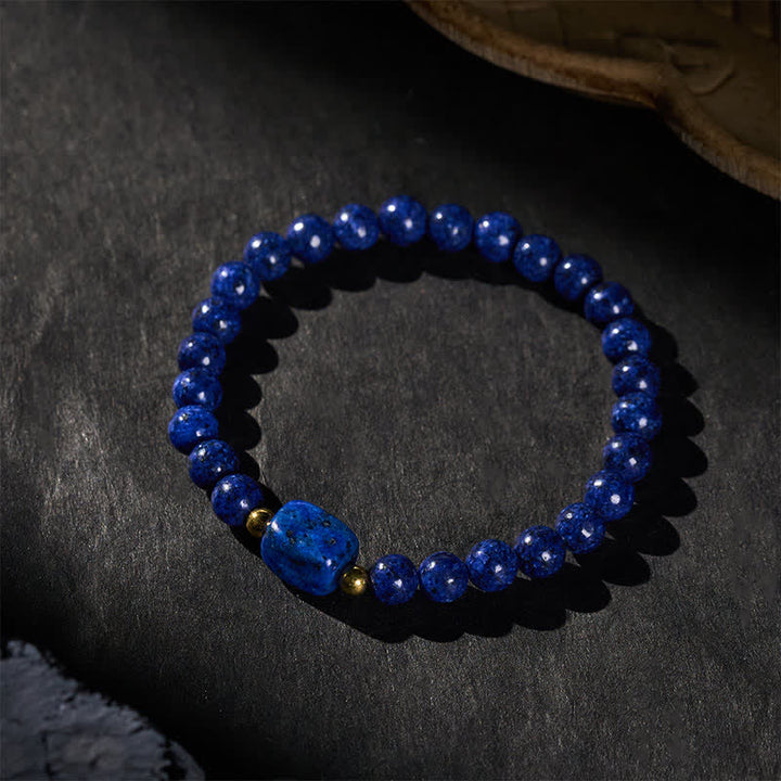 Buddha Stones Bracelet de sagesse minimaliste extensible en perles de lapis-lazuli - image 2