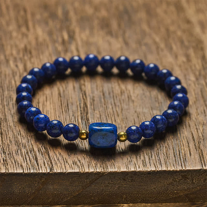 Buddha Stones Bracelet de sagesse minimaliste extensible en perles de lapis-lazuli - image 1