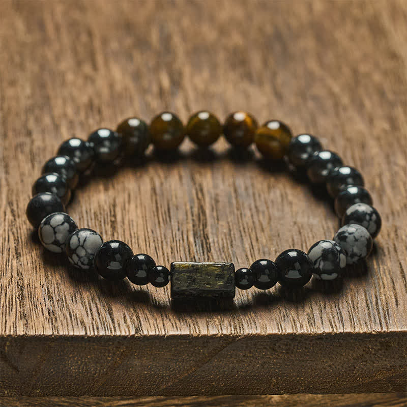 Buddha Stones Bracelet en perles d'hématite œil de tigre - image 1