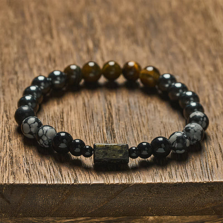Buddha Stones Bracelet en perles d'hématite œil de tigre - image 1