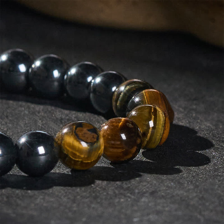 Buddha Stones Bracelet en perles d'hématite œil de tigre - image 4