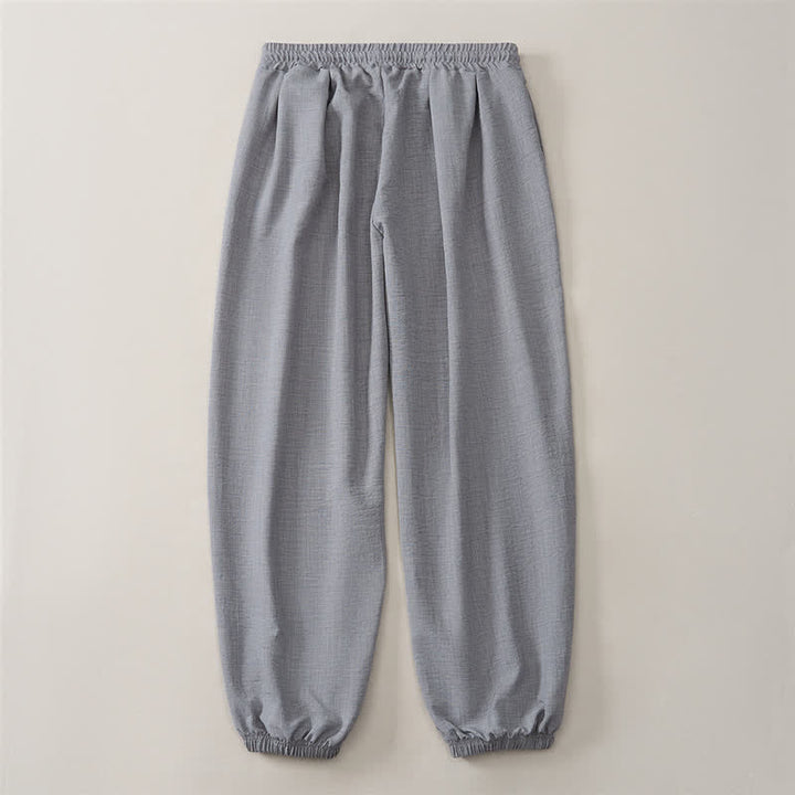 Buddha Stones Pantalon harem homme basique rétro à cordon de serrage, uni, avec poches - image 14