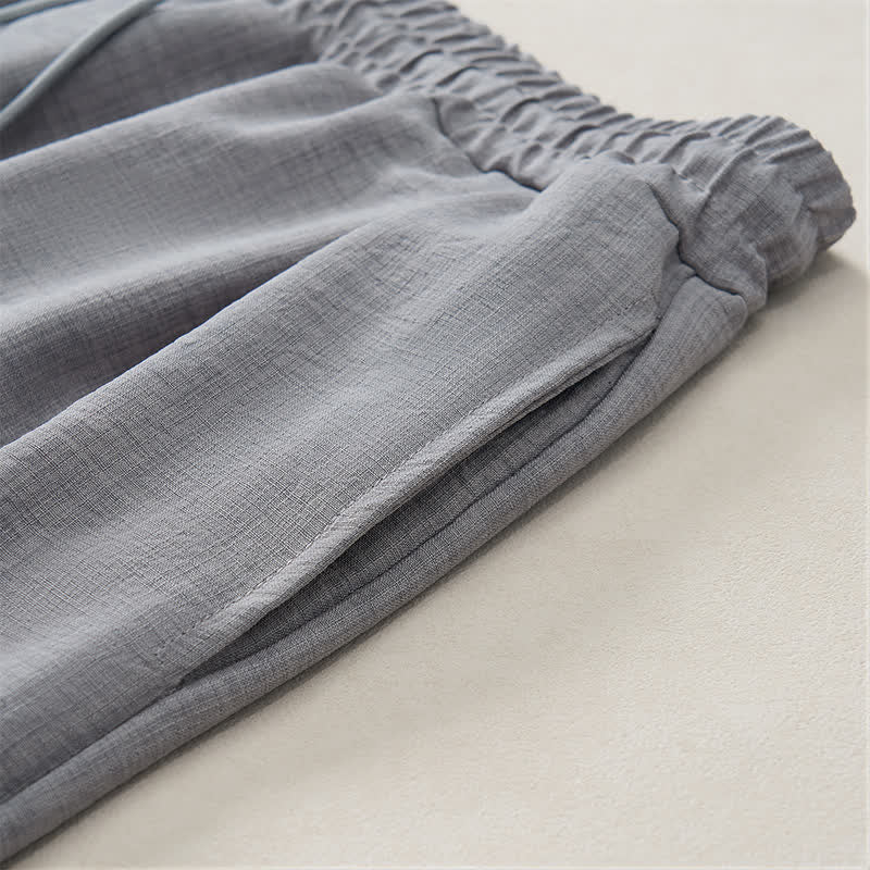 Buddha Stones Pantalon harem homme basique rétro à cordon de serrage, uni, avec poches - image 17