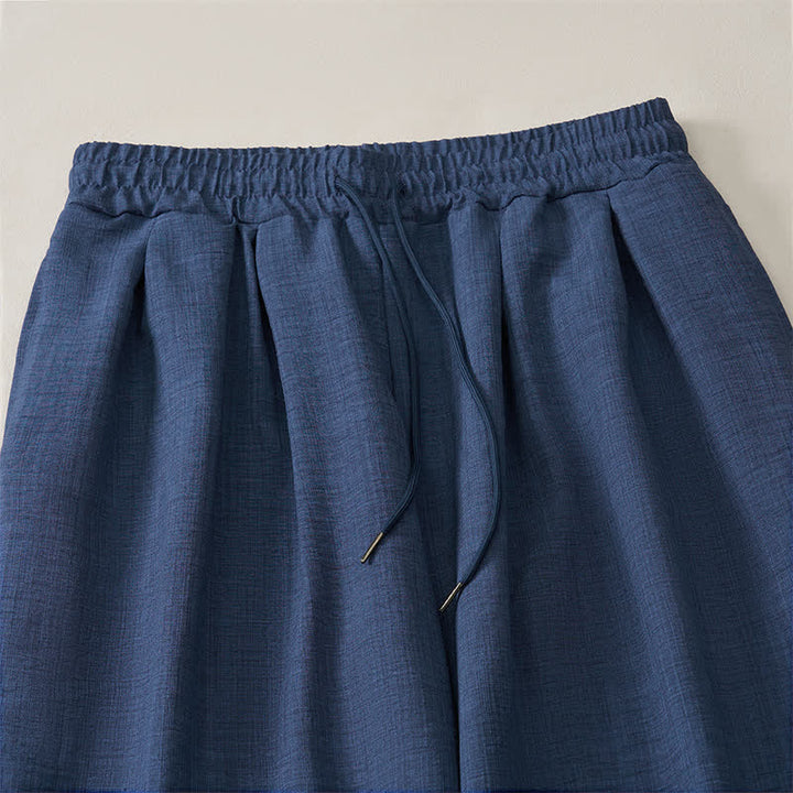 Buddha Stones Pantalon harem homme basique rétro à cordon de serrage, uni, avec poches - image 5