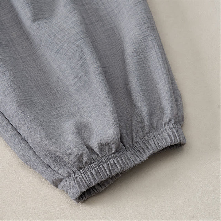 Buddha Stones Pantalon harem homme basique rétro à cordon de serrage, uni, avec poches - image 18