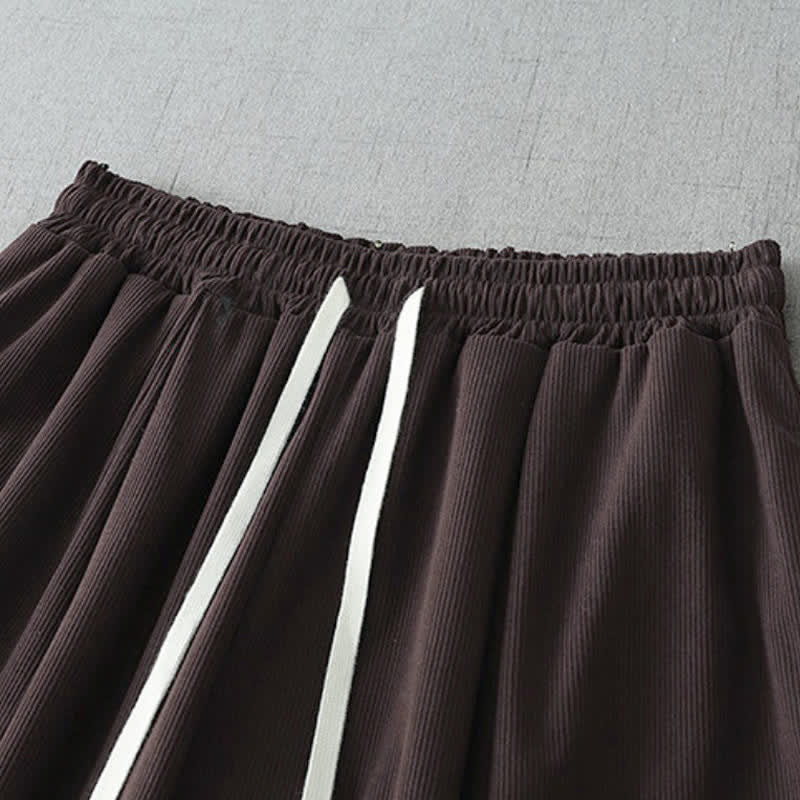 Buddha Stones Pantalon Capri uni à cordon de serrage, coupe ample, avec poches, idéal pour le printemps et l'été. - image 5