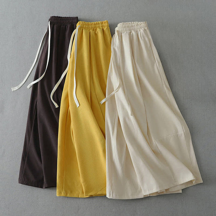 Buddha Stones Pantalon Capri uni à cordon de serrage, coupe ample, avec poches, idéal pour le printemps et l'été. - image 15