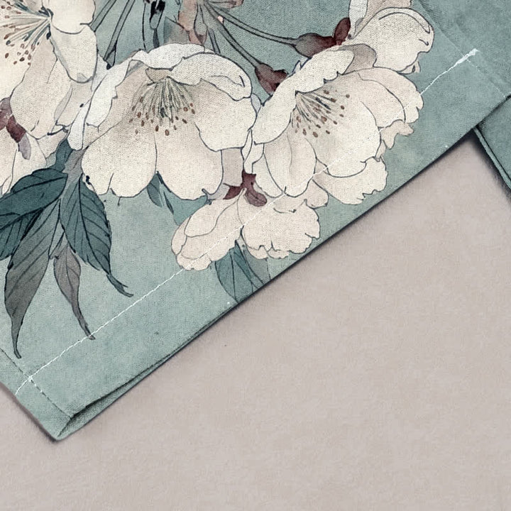 Buddha Stones Pantalon pour femme en pur coton, élégant motif floral, taille élastique et poches - image 1