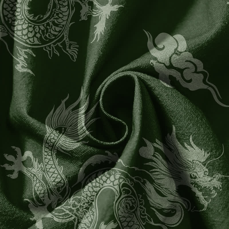Buddha Stones Pantalon harem pour homme en pur coton, motif nuages ​​et dragons, cordon de serrage et poches - image 11
