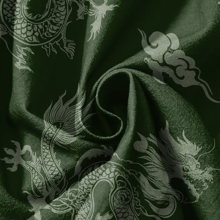 Buddha Stones Pantalon harem pour homme en pur coton, motif nuages ​​et dragons, cordon de serrage et poches - image 11