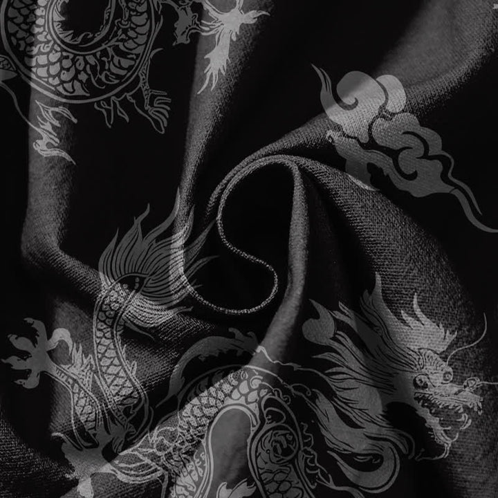 Buddha Stones Pantalon harem pour homme en pur coton, motif nuages ​​et dragons, cordon de serrage et poches - image 17