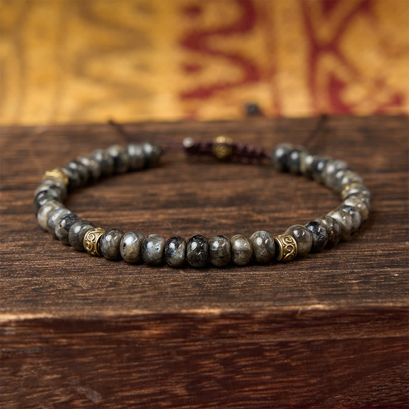 Buddha Stones Bracelet intuitif vintage en perles d'abaque et pierre de lune noire - image 2
