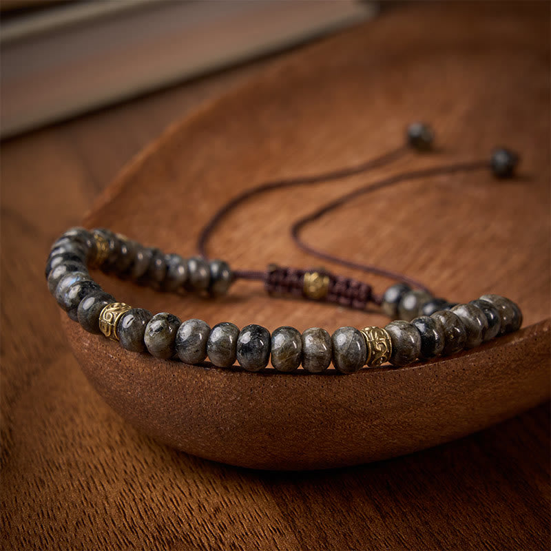 Buddha Stones Bracelet intuitif vintage en perles d'abaque et pierre de lune noire - Pierre de lune noire (Tour de poignet : 16-17 cm) - image 0