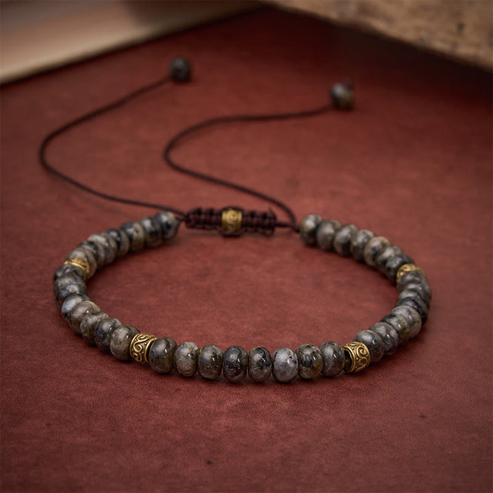 Buddha Stones Bracelet intuitif vintage en perles d'abaque et pierre de lune noire - image 3