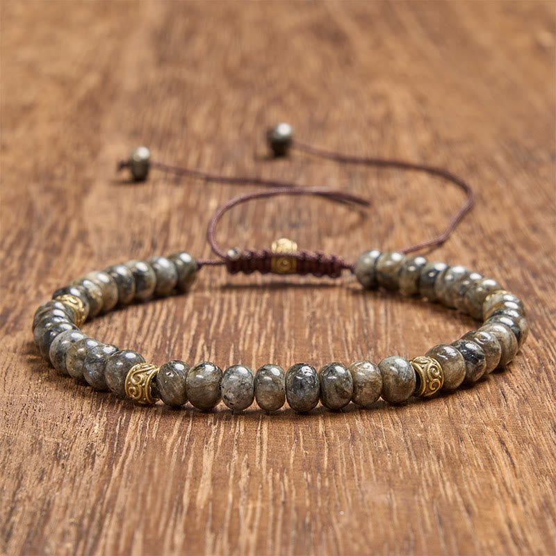 Buddha Stones Bracelet intuitif vintage en perles d'abaque et pierre de lune noire - image 1
