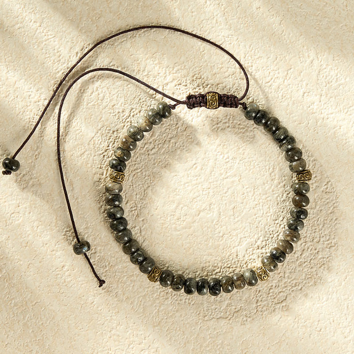 Buddha Stones Bracelet intuitif vintage en perles d'abaque et pierre de lune noire - image 8