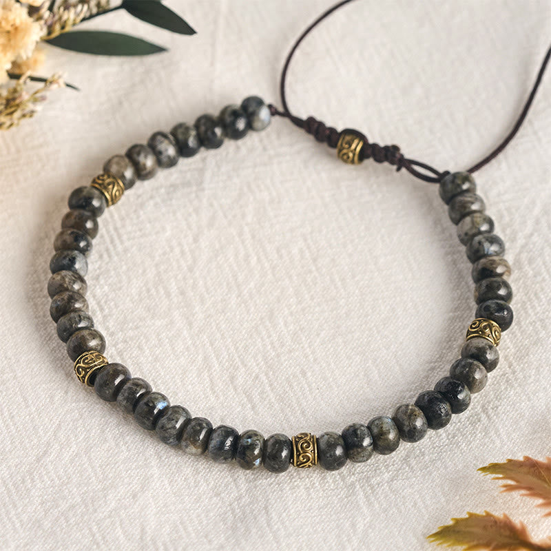 Buddha Stones Bracelet intuitif vintage en perles d'abaque et pierre de lune noire - image 4