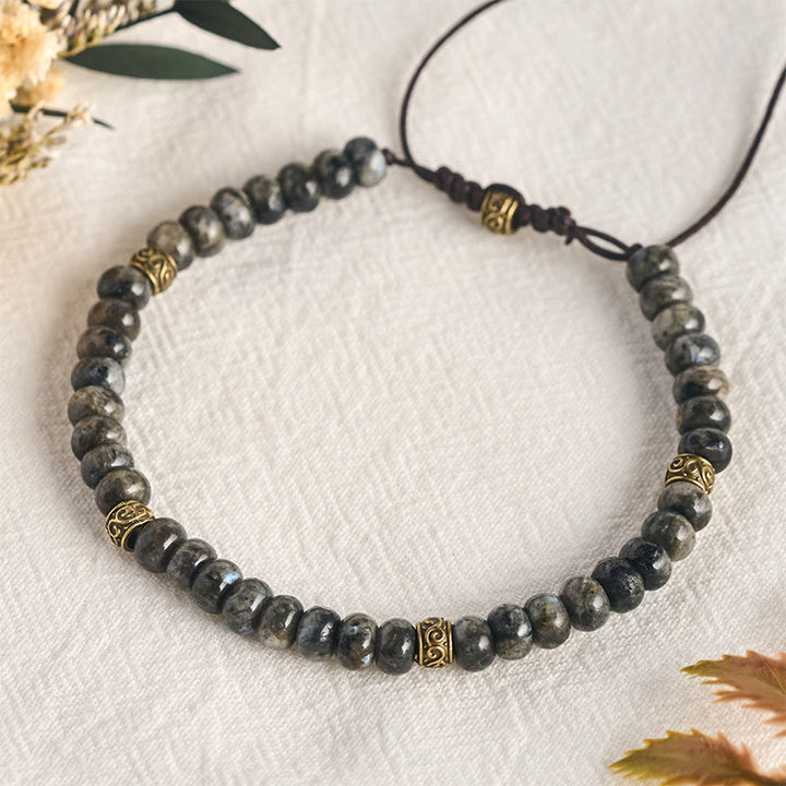 Buddha Stones Bracelet intuitif vintage en perles d'abaque et pierre de lune noire - image 4