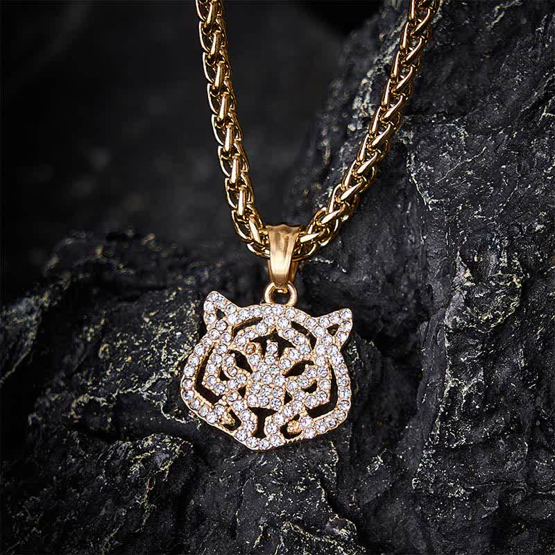 Buddha Stones Collier de force en acier titane avec tête de tigre du zodiaque chinois - Tigre - image 0